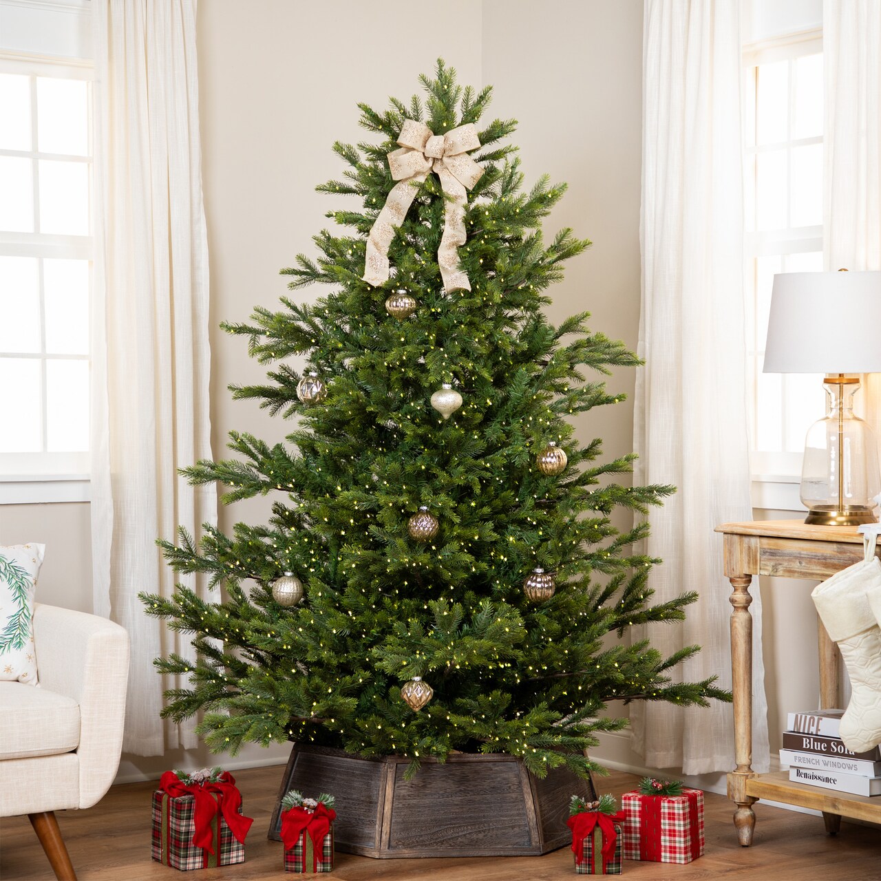Northlight Real Touch™️ Pre-Lit Full Oregon Noble Fir Artificial Christmas Tree - 6.5' - Warm White LED Lights